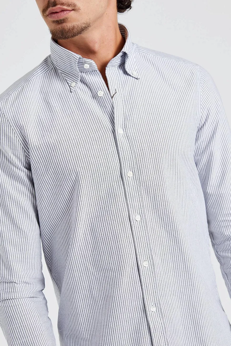 Slimline Casual Blue Stripe Oxford