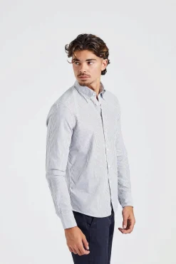Slimline Casual Blue Stripe Oxford