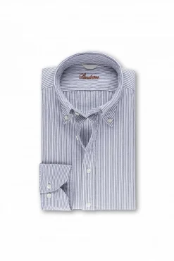 Slimline Casual Blue Stripe Oxford