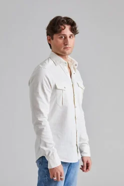 Slimline Double Pocket Western Shirt White
