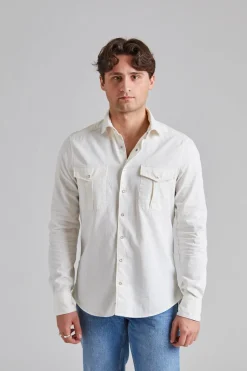 Slimline Double Pocket Western Shirt White