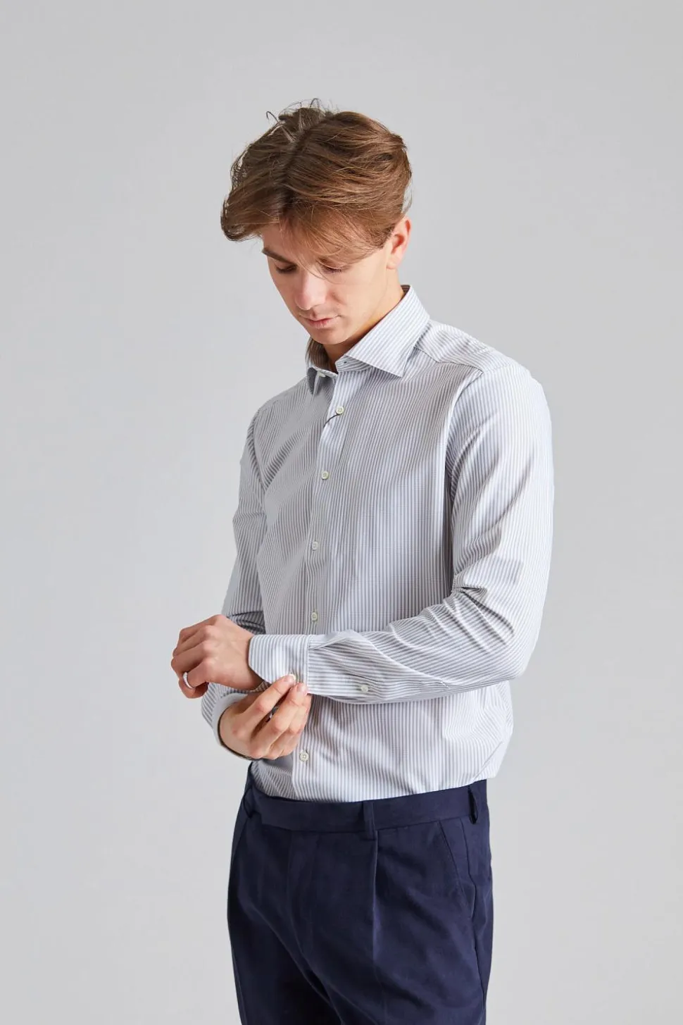 Slimline Jersey Light Grey Stripe