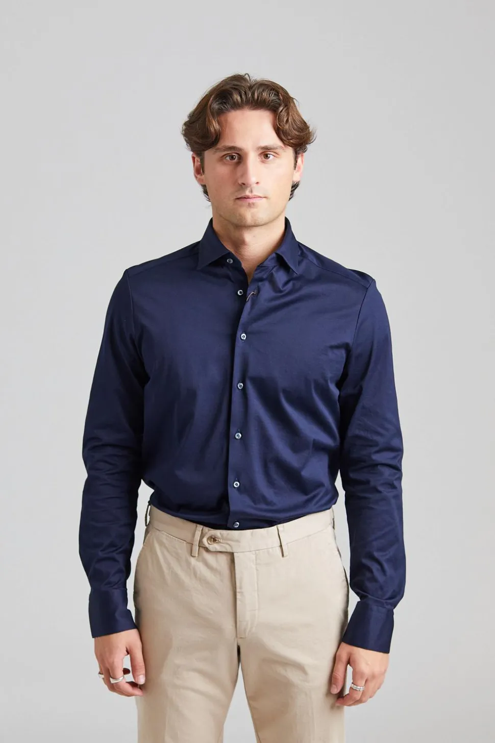 Slimline Jersey Shirt Navy