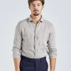 Slimline Linen Shirt Beige