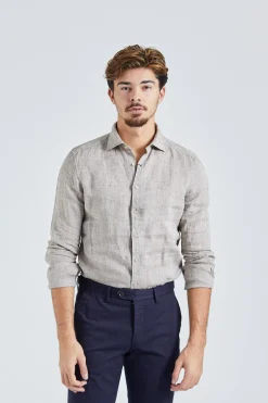 Slimline Linen Shirt Beige