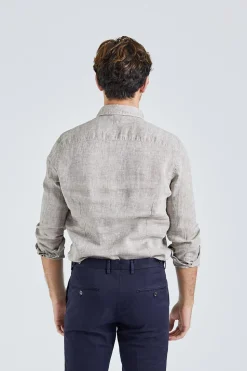 Slimline Linen Shirt Beige