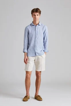 Slimline Striped Linen Dark Blue