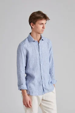 Slimline Striped Linen Dark Blue