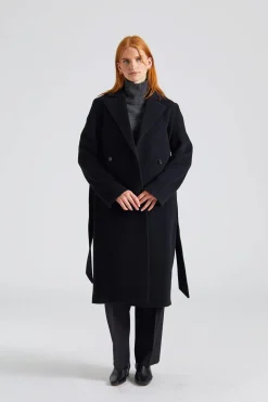 Soft Wool Belted Coat Black