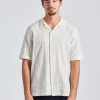 SS Embroidered Stripe Shirt Ecru