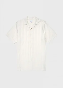 SS Embroidered Stripe Shirt Ecru