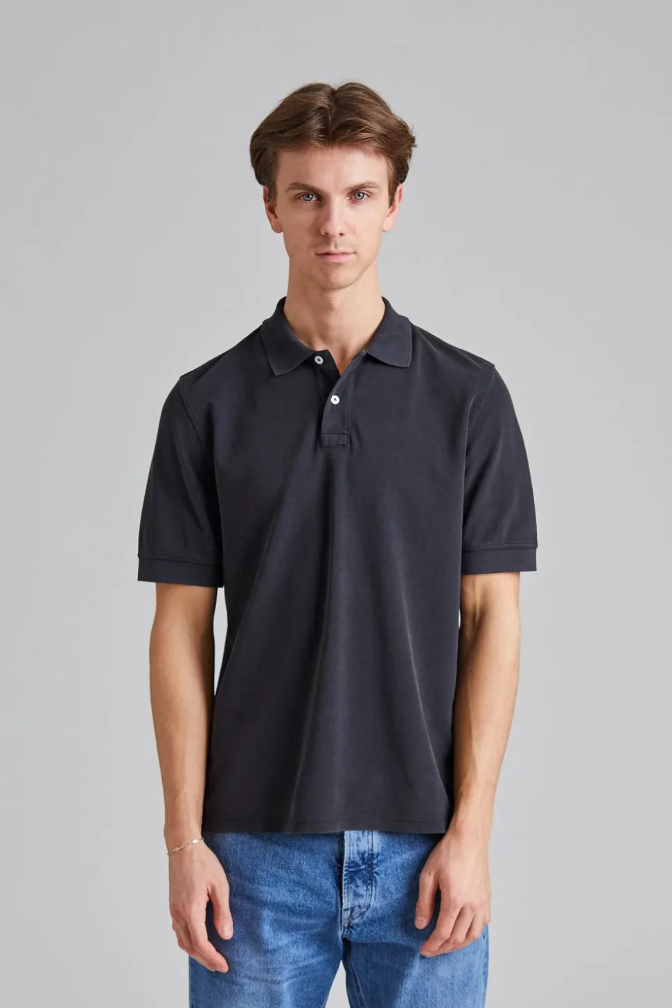 SS Washed Pique Polo Faded Black