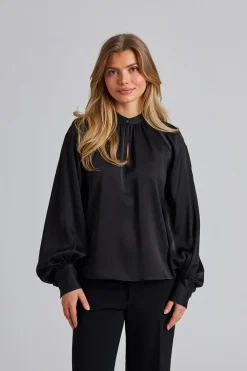 Stand Collar Blouse Black