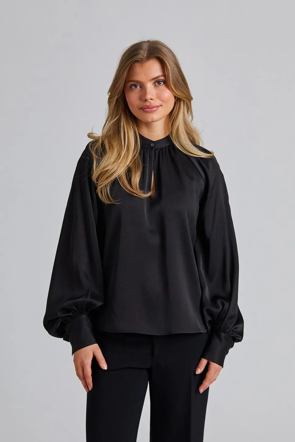 Stand Collar Blouse Black
