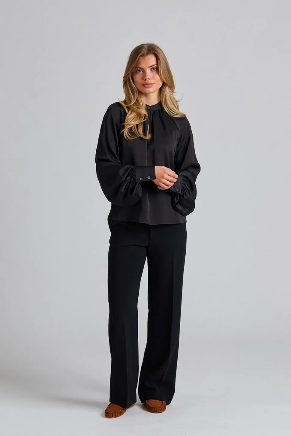Stand Collar Blouse Black