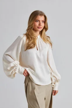 Stand Collar Blouse Cream