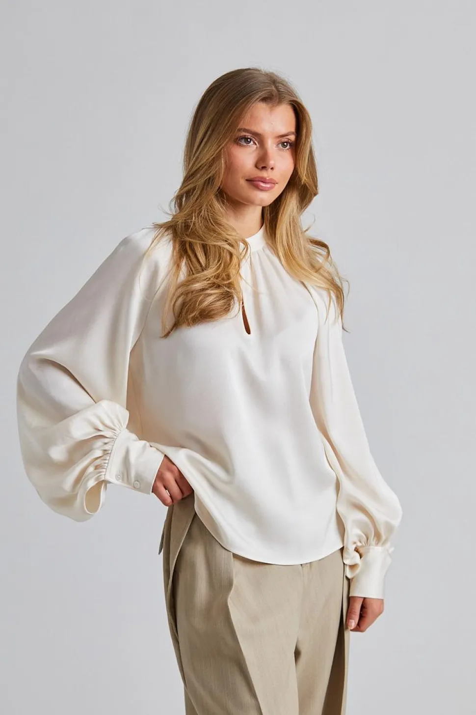 Stand Collar Blouse Cream