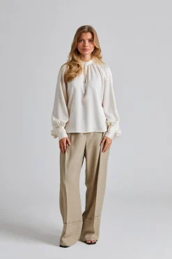 Stand Collar Blouse Cream