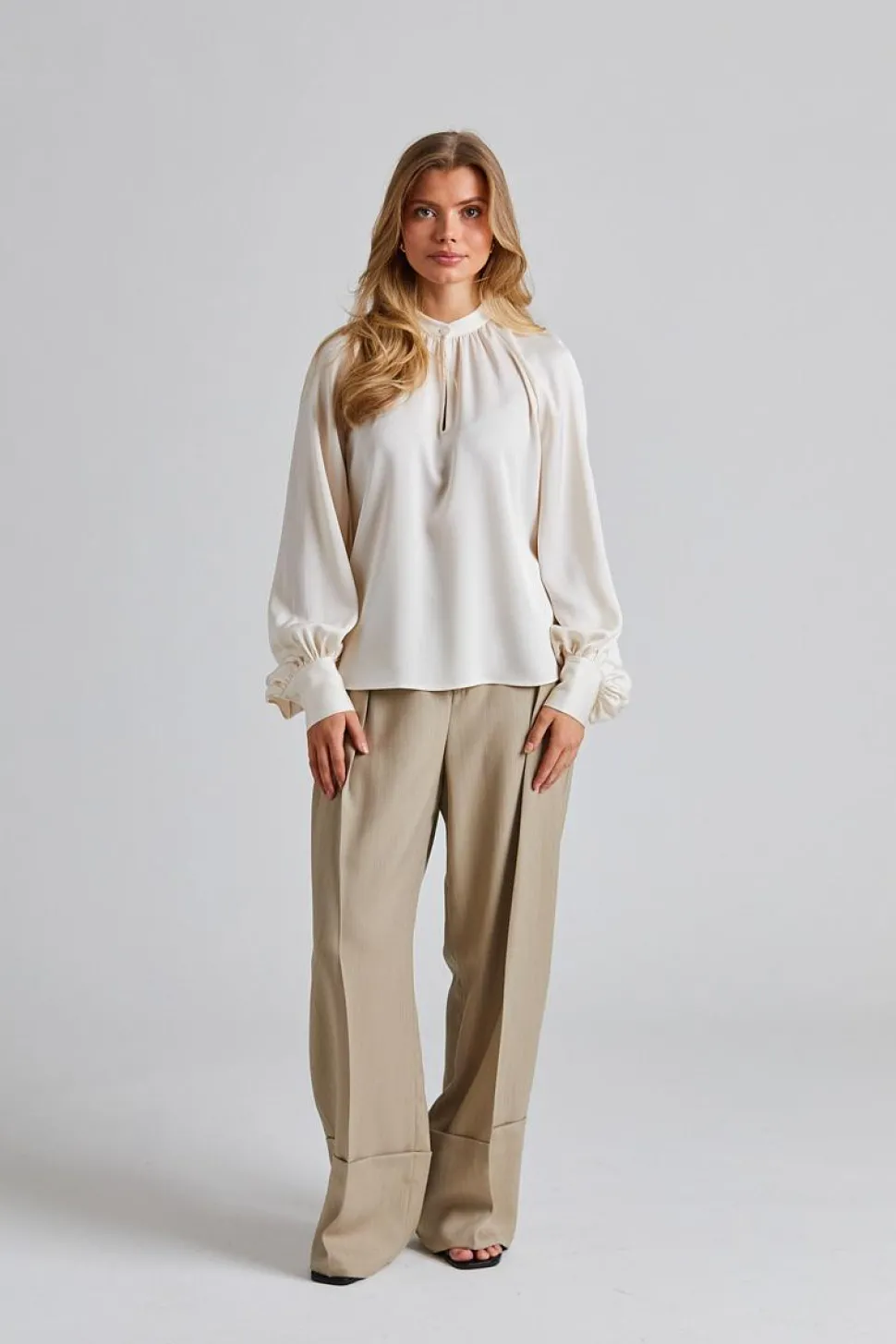 Stand Collar Blouse Cream