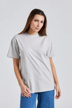 Straight Cotton Tee Pale Grey Melange