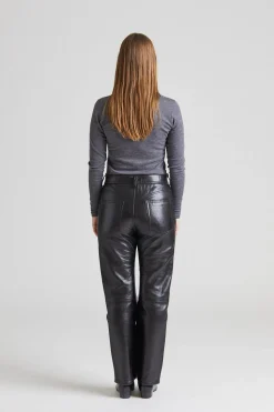 Straight Leather Pant FN-WN-TROU000654 Black