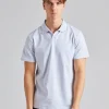Stretch Cotton Polo T-Shirt Ice Blue