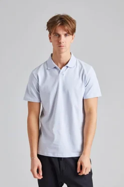 Stretch Cotton Polo T-Shirt Ice Blue