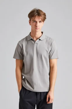 Stretch Cotton Polo T-Shirt Dove Grey