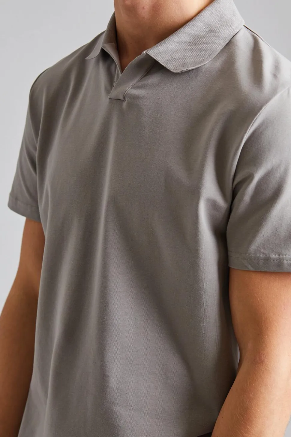 Stretch Cotton Polo T-Shirt Dove Grey