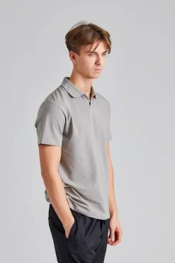 Stretch Cotton Polo T-Shirt Dove Grey