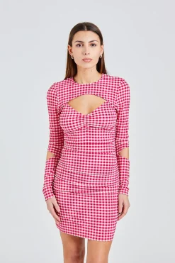 Stretch Seersucker Cutout Mini Dress Love Potion