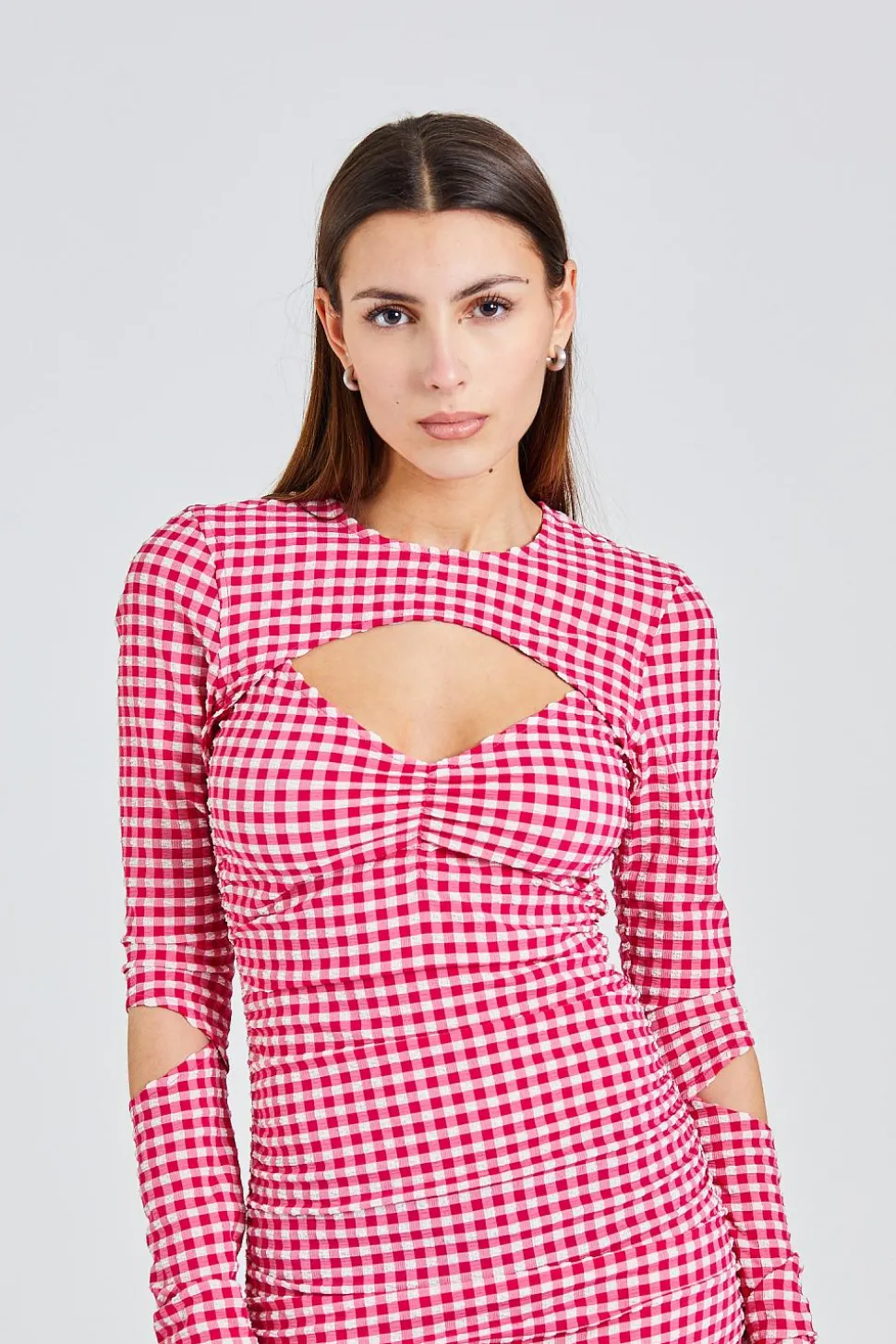 Stretch Seersucker Cutout Mini Dress Love Potion