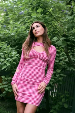 Stretch Seersucker Cutout Mini Dress Love Potion
