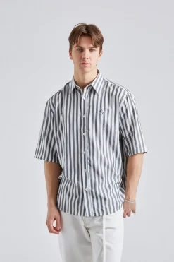 Stripe Button-up Shirt FN-MN-SHIR000777 Black/White