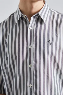 Stripe Button-up Shirt FN-MN-SHIR000777 Black/White