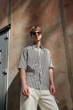 Stripe Button-up Shirt FN-MN-SHIR000777 Black/White