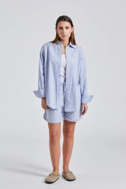 Stripe Poplin Shirt Faded Blue White