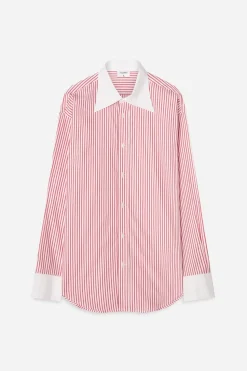 Striped Cotton Shirt White/Dark Red