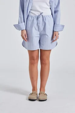 Striped Drawstring Shorts Faded Blue White