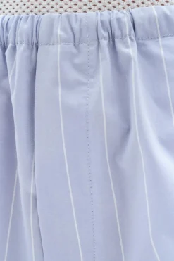 Striped Drawstring Shorts Faded Blue White