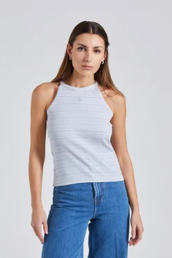 Striped Tank Mist Blue White Stripe