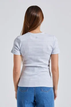 Striped Tee Mist Blue White