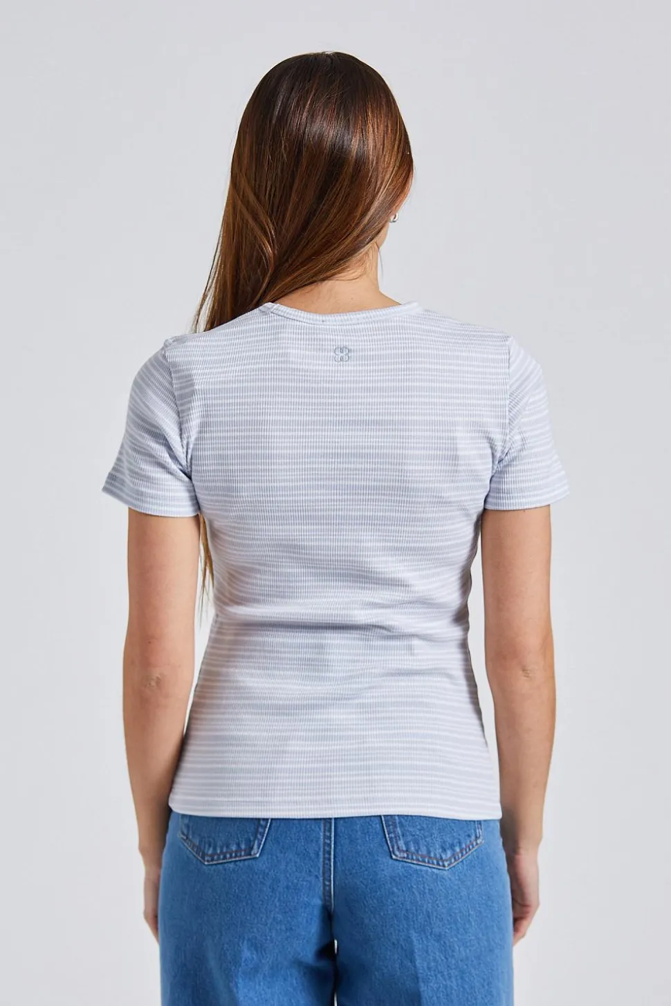 Striped Tee Mist Blue White