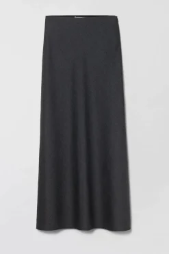 Tailored Bias Cut Maxi Skirt Charcoal Grey