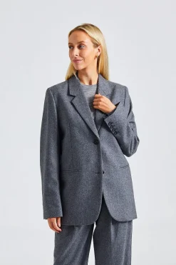 Tailored Double Pleated Suit Grey Melange