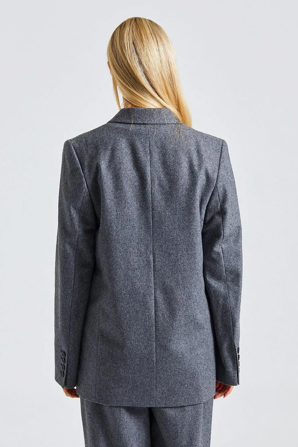 Tailored Double Pleated Suit Grey Melange