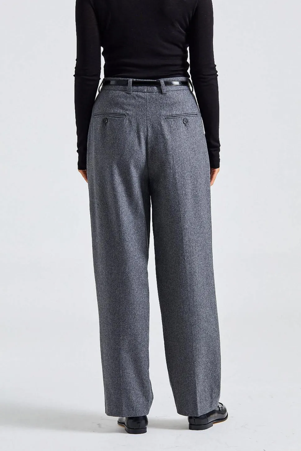 Tailored Double Pleated Suit Grey Melange