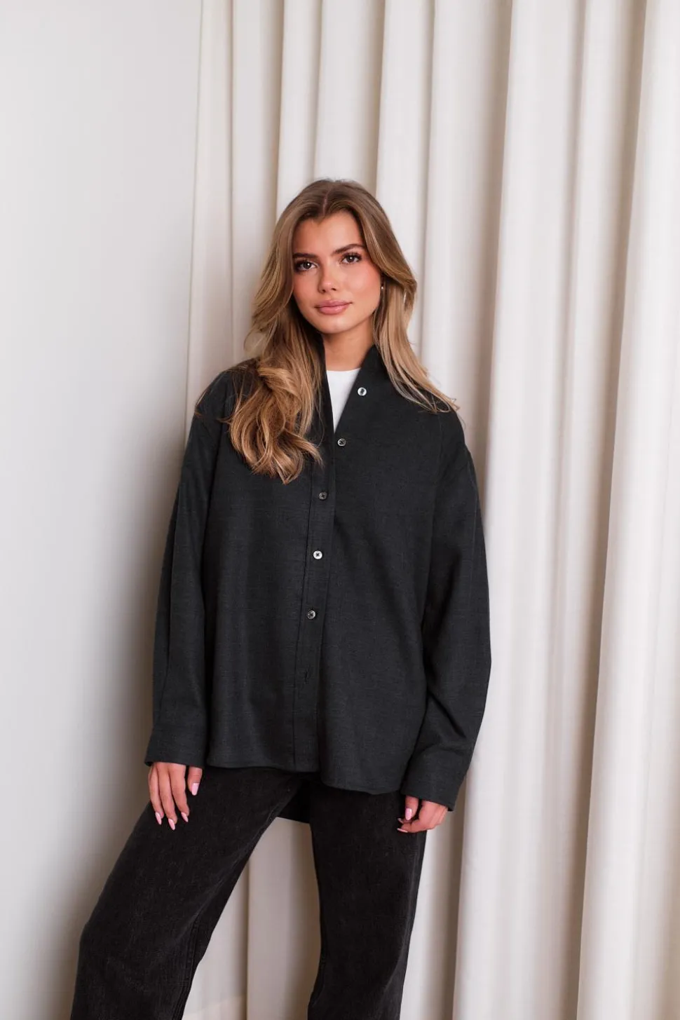Tailored Oversized Shirt Charcoal