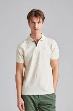 Tartan Pique Polo Shirt Antique White