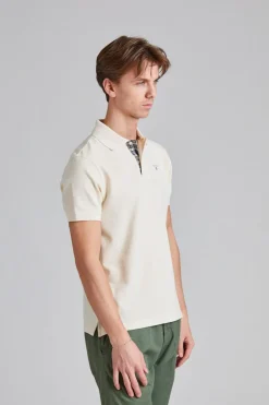 Tartan Pique Polo Shirt Antique White